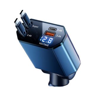 徕本/HELLOLEIBOO  车载充电器超级快充双Type-C 80cm伸缩线