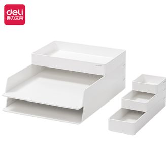 得力/deli纽赛系列桌面收纳套装NS001-乳白