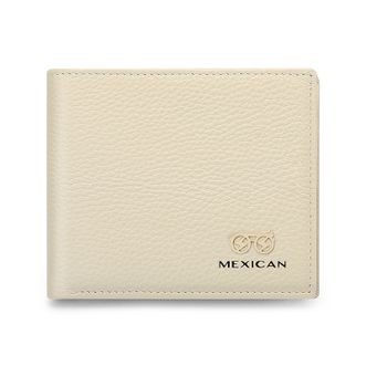 稻草人Mexican 钱包女2023新款真皮韩版可爱短款钱夹便携卡包一体零钱小包 米白-横款B