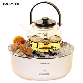豹牌  围炉煮茶器电陶炉带烧烤网电烤炉电茶炉煮茶壶煮茶器泡茶养生壶电茶壶电水壶 低辐射大功率煮茶炉不挑壶 电热炉多功能火锅炉电炉电围炉BP-RC196白色