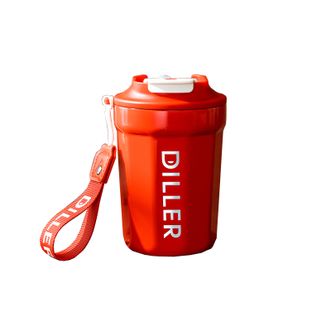 迪乐贝尔/DILLER  咖啡杯不锈钢保温杯高颜值便携大容量陶瓷内胆节日礼品 红色-450ML