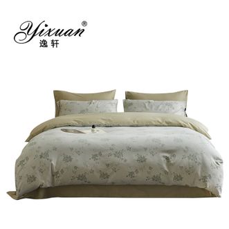 逸轩/yixuan  60支全棉色织大提花床笠四件套 四季通用 双人被套床品 花汀