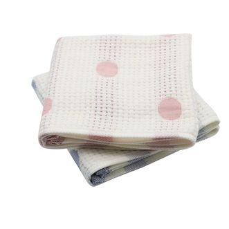 金丝莉KINTHERI/双层纱抑螨毛巾 两条装 全棉柔软吸水华夫格素色面巾