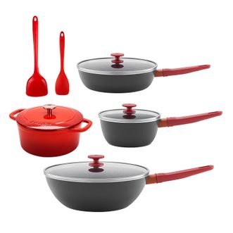 双立人（ZWILLING）  Now Plus Ⅱ 有钛不粘锅具6件套（石榴红）