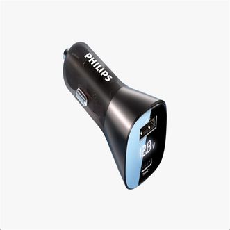 飞利浦（PHILIPS）  车载充电器点烟器60W双芯快充Type-C+USB 汽车usb转换器DLP4302B/93