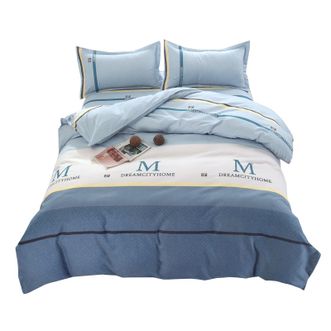 紫韵家纺  ”休闲假日“臻享四件套 斜纹棉床上用品双人床套装 欧式简约被套床单 200cm*230cm四件套