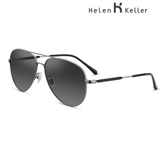 海伦凯勒（Helen Keller）  太阳镜男款偏光墨镜飞行员蛤蟆镜开车渐变色防晒护目眼镜H1284P01 王一博同款