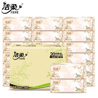 洁柔  东方花园系列无香型纸面巾3层100抽20包（整箱装）母婴适用可湿水餐巾纸软抽擦手纸家用抽纸囤货装