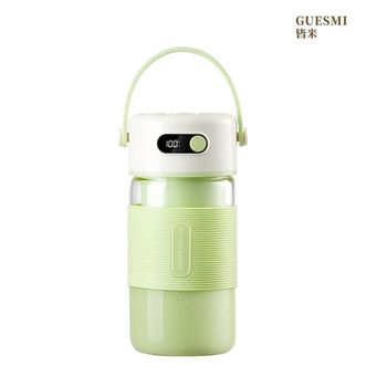 皆米  GM-Z2502 玻璃榨汁杯 700ml 家用多功能榨汁机 无线充电款 电量数显 一杯双盖 清新绿