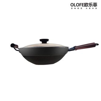 欧乐菲/OLOFE  柴火灶炒锅32cm 无涂层 加厚铸铁 炒锅  OLOZT-32C