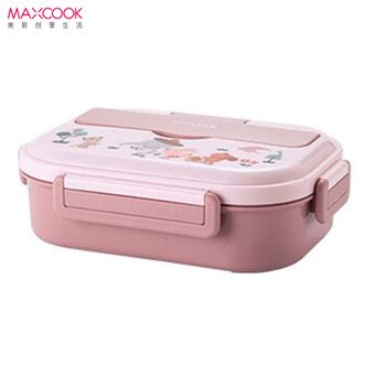 美厨（MAXCOOK）  卡通风316不锈钢儿童饭盒（赠汤碗赠饭盒袋赠304筷勺）儿童分格便当餐盘MCFT7133粉色