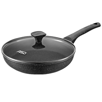 爱仕达（ASD）  平底锅聚油不凸底不粘锅煎锅麦饭石色 有盖款式 26cm