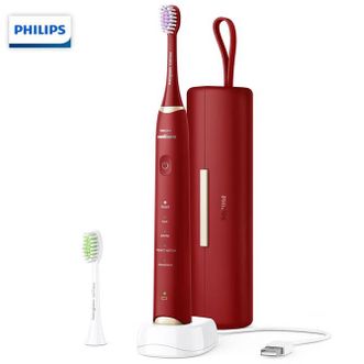飞利浦/Philips  声波震动牙刷【5种模式】便携旅行盒 HX2491/02 红色