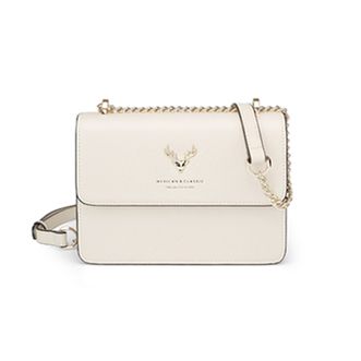 稻草人百搭包包女包新款2022春夏时尚单肩斜挎包ins潮链条小方包米白色