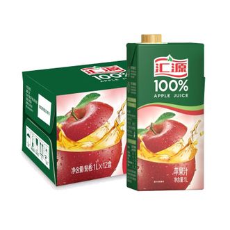 汇源果汁100%苹果汁1L*12盒/箱