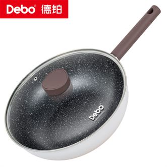 德铂（Debo）  不粘炒锅带盖 轻油少烟 防烫手柄 精铁好锅易清洁