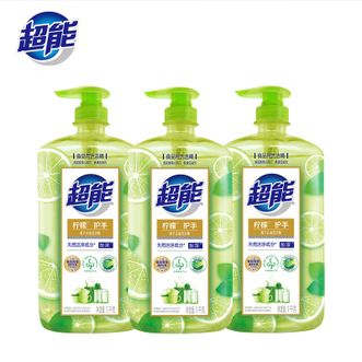 超能  洗洁精1kg*3瓶柠檬护手 果蔬清洗剂果蔬餐具净