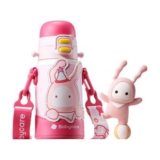 Bc Babycare  免换盖三饮保温杯婴幼儿宝宝水杯吸管杯学饮杯外出水壶儿童水杯【赠杯套背带】欧泊粉550ml