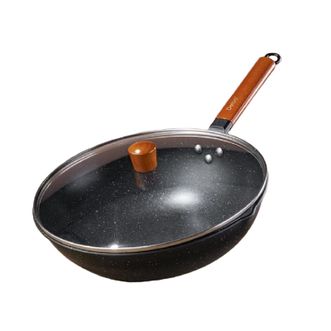 德铂（Debo）  麦饭石色不粘锅  口径约32cm  炒菜锅铁锅