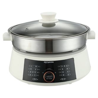亚摩斯/Amos  纯钛电火锅  分体式多功能料理锅  蒸煮涮焖炖抗菌不粘涂层电煮锅  4L容量电炖锅