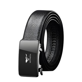 七匹狼（SEPTWOLVES）   男士皮带  自动松紧调节扣牛皮腰带  宽度3.5CM  长度随机发