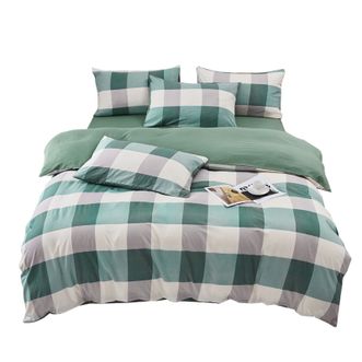 皮尔特保罗（PIERTE POLO）  色织水洗床品套件床上用品四件套-军绿大格 POLOS-2424