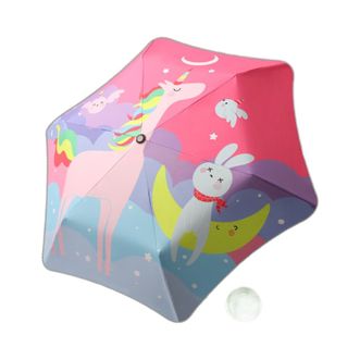 美度MAYDU   三折卡通儿童伞 安全圆角防戳 黑胶太阳伞 带夜间反光条【梦幻独角兽】