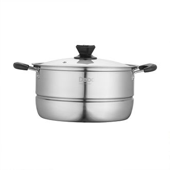 Debo  阿密尔汤蒸锅不锈钢汤锅单层蒸锅明火电磁炉通用炖汤煮锅28cm DEP-DS406