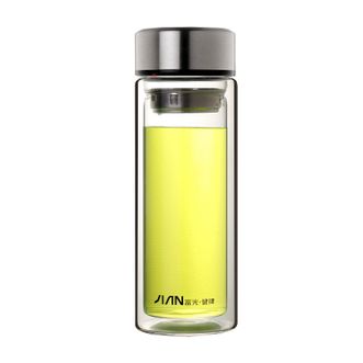 富光双层玻璃杯大容量男女水杯防烫防漏水杯380ml