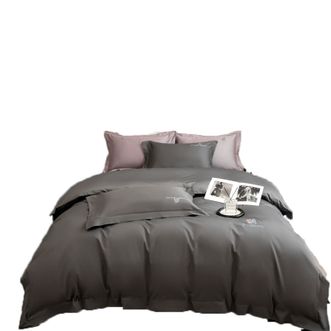 恒源祥  80支长绒棉绣花四件套适合1.5/1.8米床-灰