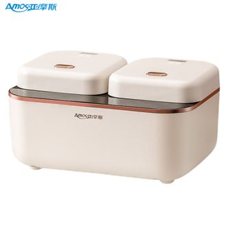 亚摩斯/Amos  双胆电饭煲 国潮粤品孖孖煲 1.8L+1.6L双锅一体预约定时微电脑电饭锅 多功能煮饭煮粥煲汤厨房家用电器电锅AS-MS80W