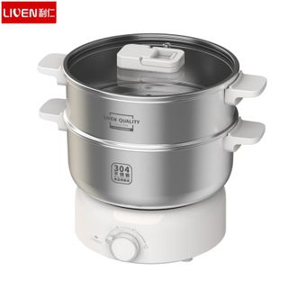 利仁  小钢人电火锅DHG-J368 电煮锅304不锈钢分体式小电锅小型2-3人用3升小锅0涂层电蒸锅电热锅带蒸笼