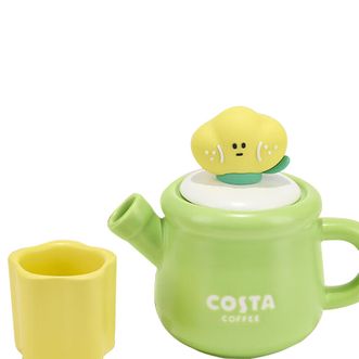  COSTA  儿童水杯陶瓷茶壶茶水分离杯茶具杯壶组合-有财花（浅绿色）CDSJ24022-GR