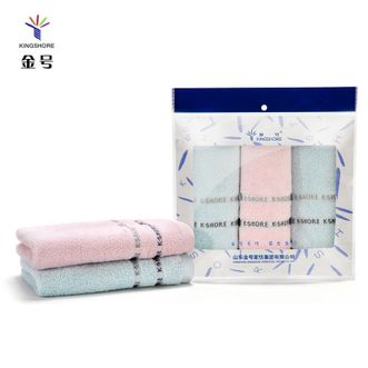 金号  纯棉毛巾洗脸巾 三条袋装 60*30cm 76g 吸水面巾擦脸巾 绣丽系列 袋装