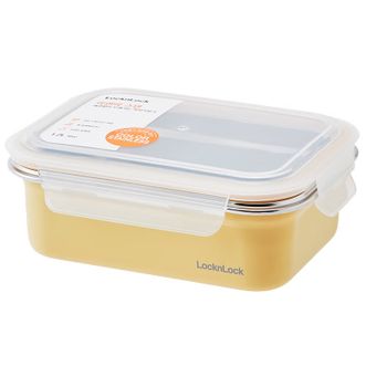 乐扣乐扣  不锈钢保鲜盒1.2L密封冰箱厨房储存收纳盒水果零食学生带饭餐盒LST5-05黄色