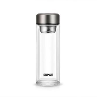 苏泊尔（SUPOR）  玻璃杯  双层耐高温防烫水杯  商务办公茶杯  280ml容量  KCG28AZ10  流光银