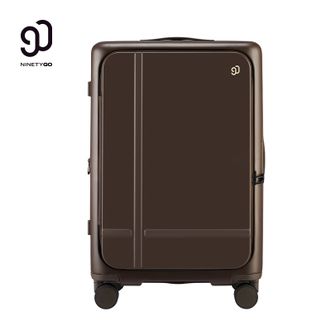 90分  前开口行李箱  商务旅行登机箱  侧开盖大容量拉杆箱  20英寸  黑巧美式