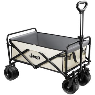 Jeep  10寸双刹坦克轮户外露营折叠车平折营地车 180L 米拼灰