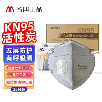 名典上品   KN95口罩 耳戴式含活性炭防护口罩【有呼吸阀】防飞沫 细菌 雾霾 风沙 粉尘 异味【25只独立装 】