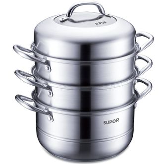 苏泊尔/Supor  不锈钢汤蒸锅26cm 加厚复底高拱盖家用蒸鱼电磁炉明火通用SZ26B4