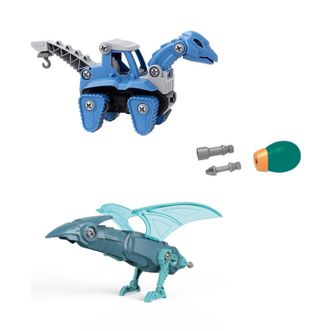 婴侍卫（BBG+）  DIY拆装腕龙工程车 可变电钻翼龙玩具 手动DIY 二合一多变造型