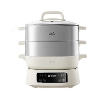 美的/Midea  电蒸锅不锈钢智能电热锅电煮锅电炒锅多功能家用电火锅蒸包子锅多用途三层分体式可拆洗 MCZGC282802
