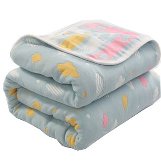 洁丽雅/Grace  A类3A抗菌六层毛巾被午睡毯纯棉夏季盖毯夏凉被 彩云蓝 120*150cm JDBZ026