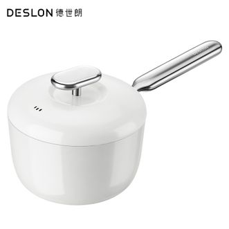 德世朗（DESLON）  小满系列家用无油烟陶瓷奶锅18cm 一锅双面瓷内外不粘-白色