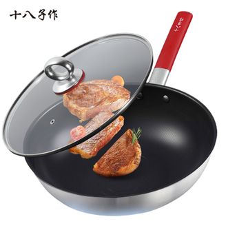 十八子作  鸿韵钛钢不沾轻炒锅32cm家用炒菜锅导热均匀快速锅具