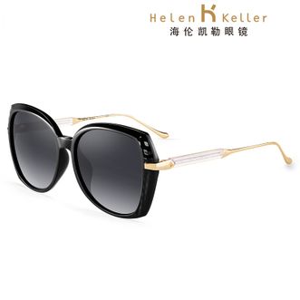 海伦凯勒（Helen Keller）  太阳镜女优雅淑女大框墨镜防晒偏光太阳镜H8733P01黑框渐进色 时尚闪耀装饰太阳镜