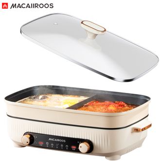 MACAIIROOS  鸳鸯锅电火锅家用聚会火锅5L大容量料理锅多功能电热锅电煮锅烹饪锅分区独立控制一锅双味