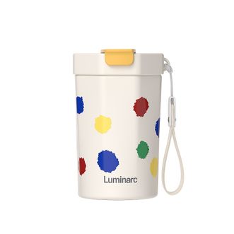 乐美雅（Luminarc）  美度双饮咖啡杯316不锈钢吸管大容量便携办公保温杯450ml 奶油白 V6969