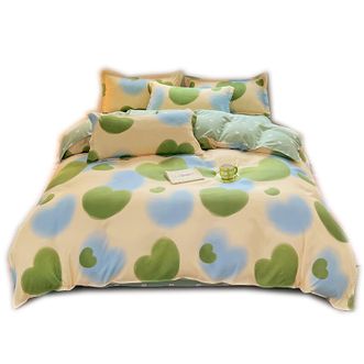 罗曼罗兰/ROMROL  四件套芦荟亲肤棉 ~ 绿色心情图案  200*230CM尺寸 亲肤舒适 颜色靓丽