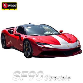 比美高  合金车模【法拉利SF90 红色（拉花白） 1:64】合金仿真汽车模型小汽车玩具男孩礼物